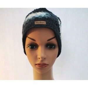 Kusan Crochet Granny Square Beanie Hat 100% Wool Nepal Patchwork Boho Cottagecor